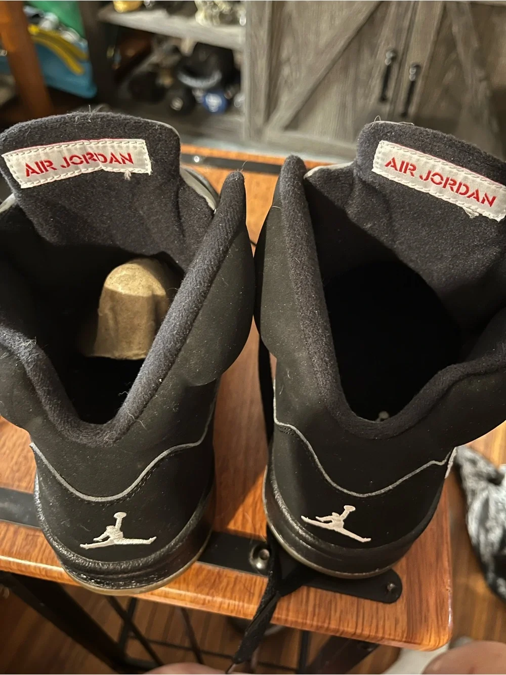 Jordan Black High-Top Sneakers with White Jumpman and Red Air Jordan Tag